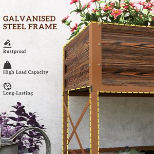 Fioriera Rialzata in Acciaio Zincato Marrone Scuro 100x50x25 cm con Ripiano Portaoggetti, Arredo da Giardino in Metallo - Product Image 6