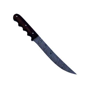 Cuchillo de Filetear de Acero de Damasco Hecho a Mano con Hoja Flexible Afilada como una Navaja, Grabado Personalizado y Funda de Cuero, Directo de Fábrica para Cocina - Product Image 3