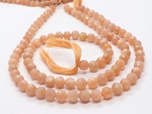 Cuentas Redondas Facetadas de Piedra Lunar Melocotón Natural, Cuentas Sueltas de Gemas, Hilos a Precio Mayorista para Suministros de Fabricación de Joyas - Product Image 6