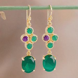 ต่างหูห้อยเงินสเตอร์ลิงทำด้วยมือ925หินหลากสีสำหรับงานแต่งงานและงานปาร์ตี้ - Product Image 2