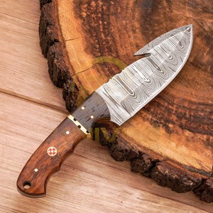 Cuchillo de Caza Hecho a Mano de Acero de Damasco, Hoja Fija, Mango de Madera de Palisandro, Cuchillo Táctico para Exteriores, DIY, OEM, Tamaño y Empaque Personalizables - Product Image 4