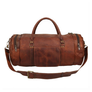Bolsa de Viaje de Cuero Genuino, Gran Capacidad, Cierre de Cremallera, Correa Ajustable, Clásica, Unisex, Marrón - Product Image 1