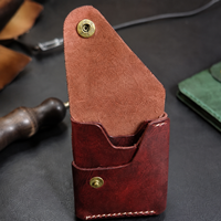 Dompet Kartu Nama & Uang Minimalis Kulit Asli Berkualitas Tinggi, Tahan Lama, Motif Jahitan Vintage, untuk Penggunaan Sehari-hari