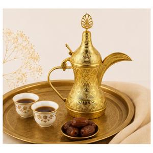 Creative Gold Plated Arabic Coffee <b>Pot</b> Dallah with Intricate Engraving Traditional Middle Eastern Brass <b>Tea</b> Kettle For Home - Product Image 4