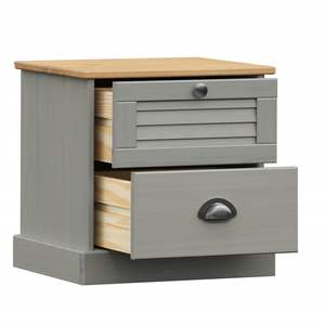 VIGO Gray Solid Wood Pine 16.5"x13.8"x16.5" Bedside Cabinet <b>Nightstands</b> - Product Image 4