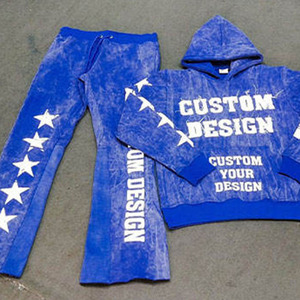 Conjunto de Sudadera con Capucha y Joggers para Hombre, Estilo Streetwear, con Parche de Letras de Chenilla y Tela Twill Personalizada, Lavado Mineral y Borde Crudo, OEM - Product Image 1