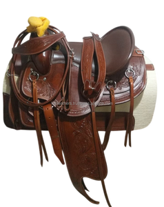 Selle d'équitation légère et originale en cuir de style cow-boy américain pour le plaisir occidental, fabriquée à la main, idéale pour le reining et l'équitation - Product Image 1