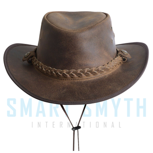 Premium Leather Cowboy <b>Hat</b> with Braided <b>Band</b> Adjustable Chin Cord for Horse Riding Western Equestrian Outdoor Wear - Product Image 6