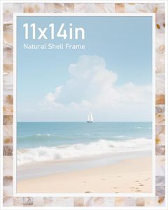 Picture <b>Frame</b> <b>with</b> Tempered Glas Natural Shell Inlay Mosaic Design Coastal Tabletop Photo <b>Frames</b> <b>with</b> Wal <b>Mounting</b> Hooks Display - Product Image 1