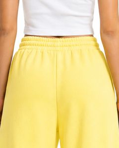 Custom Yellow Women Wide Leg Sweatpants High Waist Loose Fit Casual Streetwear Lounge Fleece <b>Trousers</b> With <b>Drawstring</b> Pockets - Product Image 6