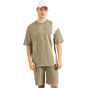 Nouvel Arrivage Ensemble T-shirt et Short Homme Personnalisé avec Logo Imprimé, Motif Flamme par Transfert Thermique, 100% Coton Respirant, Décontracté pour l'Été - Product Image 4
