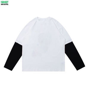Camiseta de hombre de manga corta de doble capa de punto tipo gofre de 220 gramos, estilo Y2K, con lavado ácido y efecto desgastado, puños descoloridos, 100% algodón, ecológica. - Product Image 1