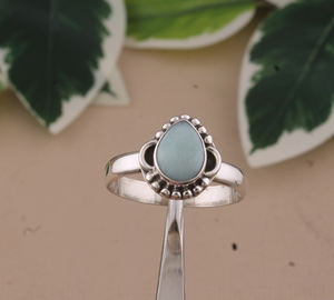 Bague de mariage classique en larimar naturel, taille poire brillante, en argent sterling 925, avec pierre bleue authentique, bijoux en gros - Product Image 3