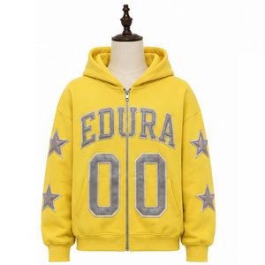 Sweat à capuche oversize pour homme avec patchs brodés, coupe carrée personnalisée, streetwear, épaules tombantes, en polaire polyester/coton - Product Image 1