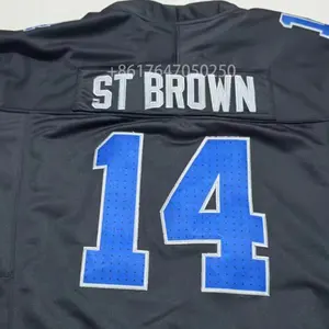 Wholesale American Football Wear 2024 New Detroit Nfling Jersey #14 ST BROWN Best Embroidered Jersey-Black