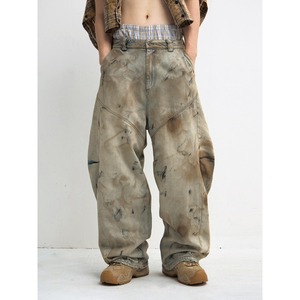 Custom <b>Jeans</b> Fashion Streetwear Hip Hop Low Rise Baggy <b>Jeans</b> <b>Trousers</b> Cross <b>Men's</b> Denim Pants - Product Image 1