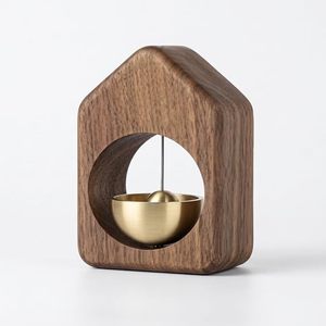 Sonnette de porte en bois avec cloche en laiton, sonnette Dopamine pour la maison, sonnette autocollante, son acoustique serein pour la maison et le magasin - Product Image 6