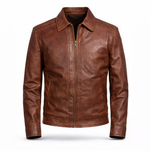 Chaqueta Bomber Clásica de Cuero Genuino Marrón para Hombre, Impermeable y Resistente al Viento, Estilo Casual, Fabricante Personalizado SAAR INDUSTRIES - Product Image 1