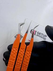 GETUP BROSONS IMPEX - Pestañas Postizas de Acero Inoxidable de Alta Calidad, Curvadas, con Recubrimiento de Polvo Naranja Antiestático, Duraderas, de 10 mm, Lisas/Serradas - Product Image 3