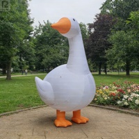 Oie gonflable géante sur pied avec texte personnalisé, canard gonflable blanc lumineux à LED pour la publicité, les festivals, les expositions publiques et les fêtes