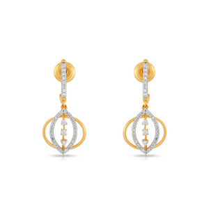 Pendientes de diamantes con diseño de círculo de sol y luna - Product Image 4