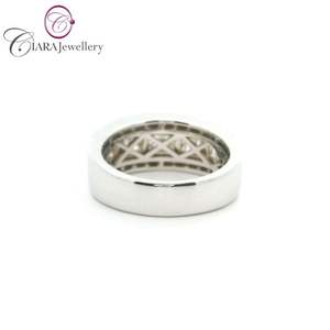 ANILLO DE DIAMANTE CLÁSICO DE 18K AU750 ORO BLANCO SOILD REAL NATURAL REDONDO Y BAGUETTE PARA MUJER - Product Image 3