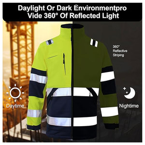 Veste de sécurité réfléchissante haute visibilité pour homme, veste de travail thermique, poches zippées, construction classique durable, vêtements de travail - Product Image 6