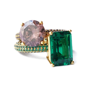 Bague en or 18 carats avec émeraude taille émeraude, classique, pour femme - Product Image 2