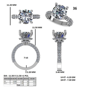 Anillo de Compromiso de Diamantes Redondos Brillantes en Oro Amarillo para Mujer con Diamantes Laterales, Certificado GIA, Estilo Clásico - Product Image 6