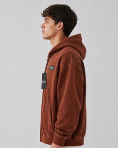 Sweat à capuche délavé pour hommes et garçons, en matière respirante, séchage rapide, personnalisable, épais, vente en gros - Product Image 6