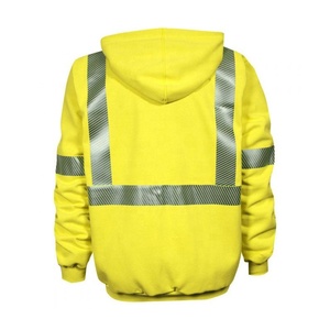 Sudadera con Capucha Amarilla de Alta Visibilidad, Tejida, con Cremallera, para Invierno, Reflectante, de Seguridad, de Poliéster, para Trabajadores de Carreteras - Product Image 1