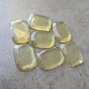 Quality Lemon Quartz Tablet Cut <b>Cushion</b> Shape Calibrated Flat Back Gemstone - Product Image 1