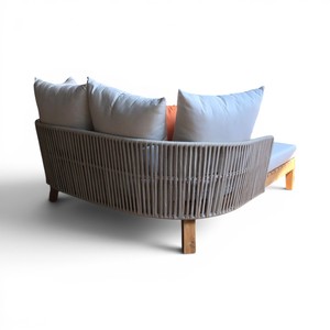 Modern Outdoor Solid Teak Wood Daybed Lounge Sofa <b>Thick</b> Cushion <b>Rope</b> Armrest-Durable Eco-Friendly Hotel Villa Patio Furniture - Product Image 3