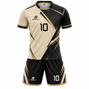 Conjunto de Camiseta de Fútbol Personalizada SINEWY, Diseño Geométrico Negro y Azul, Absorbe la Humedad, Manga Corta, Unisex, Adulto, Todas las Temporadas - Product Image 4