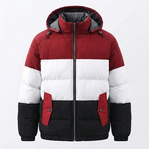 Veste matelassée à capuche pour homme, à blocs de couleur, épaisse, pour l'hiver, col montant, fermeture éclair - Product Image 6