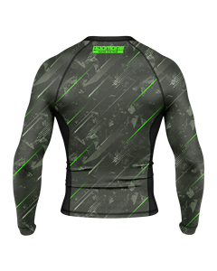 MMA Grappling Rash Guard Manga larga Camisa de compresión impresa personalizada Diseño de sublimación unisex OEM Spandex/Poliéster para BJJ - Product Image 2