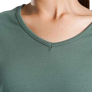 Camiseta Personalizada para Mujer con Cuello en V, Corte Holgado, Informal, para Gimnasio, Transpirable, de Algodón Suave, para Fitness, Yoga, Running, Deportes, Lisa, Verde - Product Image 5