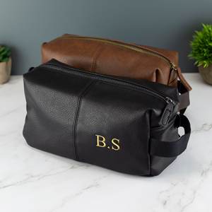 Bolsa de Aseo de Cuero Genuino Impermeable Personalizada para Hombre, Bolsa de Cosméticos Colgante de Cuero, Kit de Afeitado de Viaje LNTB-0004 - Product Image 2