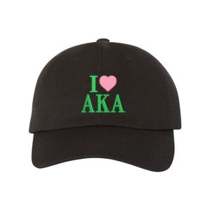 AKA I Love Hat Black Adjustable Cotton <b>Baseball</b> <b>Cap</b> with Embroidered Greek Sorority Headwear for Women Casual Wear - Product Image 1