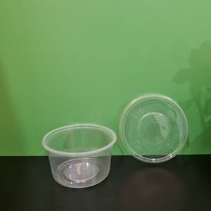 Boîtes de rangement écologiques de 500 ml, forme ronde, boîte en plastique pour aliments/fruits/salades avec couvercle, logo personnalisé, plastique transparent - Product Image 1