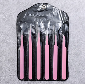 HABI INDUSTRIES Fabricant professionnel de pinces à épiler pour extensions de cils Vente en gros Pinces à épiler de précision en acier inoxydable à pointe dorée - Product Image 4