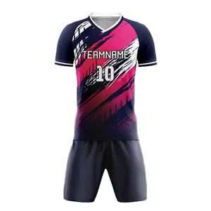Maillot de football unisexe personnalisé, motif 3D imprimé par transfert thermique, respirant, anti-humidité, 100% polyester, col en V, manches courtes - Product Image 2