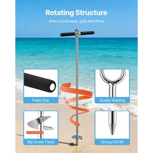 Ancora a vite in acciaio inossidabile da 36 pollici per yacht, con lama a spirale per acque poco profonde - Product Image 3