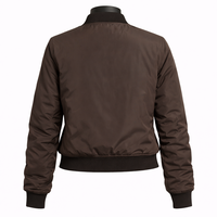 Blouson bomber marron uni pour femme, fermeture éclair, col montant, manches longues, coupe-vent, manteau d'automne, prix raisonnable, service OEM