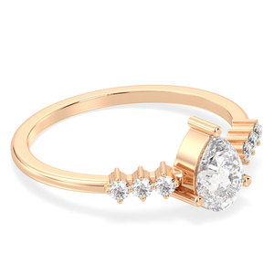 REYES Luxury Fine Jewelry 14K 18K 22K Rose Gold Pear Cut 0.79 Carat Moissanite Engagement Wedding Gift <b>Rings</b> For Women - Product Image 3