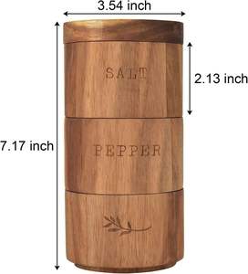 Conteneur à sucre et sel en bois artisanal avec logo personnalisé, cuillère incluse, compatible lave-vaisselle, pour ustensiles de cuisine, vente en gros, design moderne, sel - Product Image 5