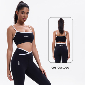 Ensemble de yoga uni pour femme, legging taille haute et crop top, sans couture, en Spandex et Polyester, 2 pièces, tenue de sport, col carré, fitness - Product Image 6
