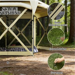 Pavillon pare-soleil beige pliable, abri pratique et pratique pour l'extérieur - Product Image 4