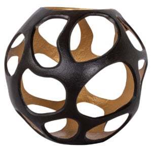Black Iron <b>Lantern</b> With <b>Gold</b> Interior Openwork Design Heat Resistant Home Decoration - Product Image 2