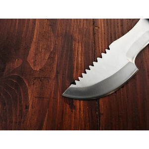 มีดแทรคเกอร์ Burraq OEM DIY ทำมือ ขนาด 12 นิ้ว เหล็ก D2 ด้ามไมคาร์ต้า ลายตอกแบบ Hammered Texture พร้อมปลอกหนัง - Product Image 3